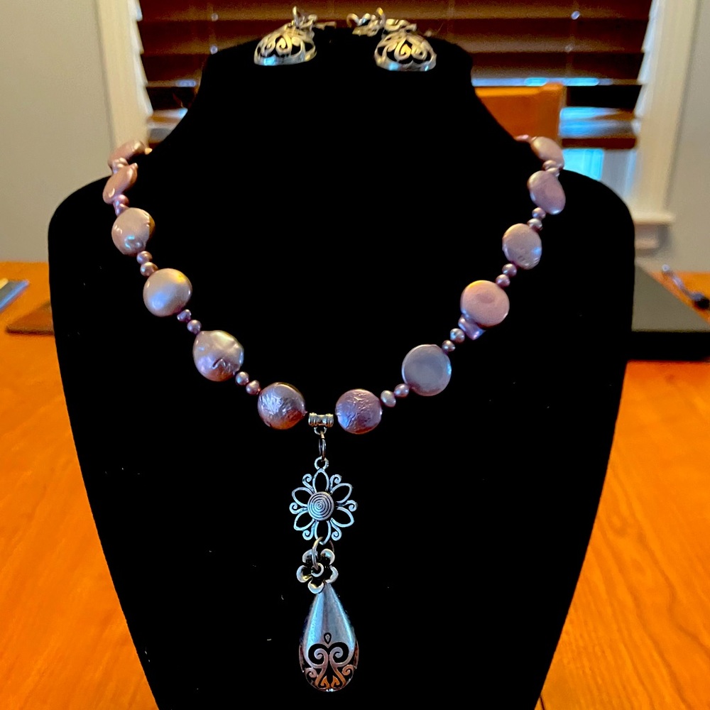 Handcrafted necklace/earring set
